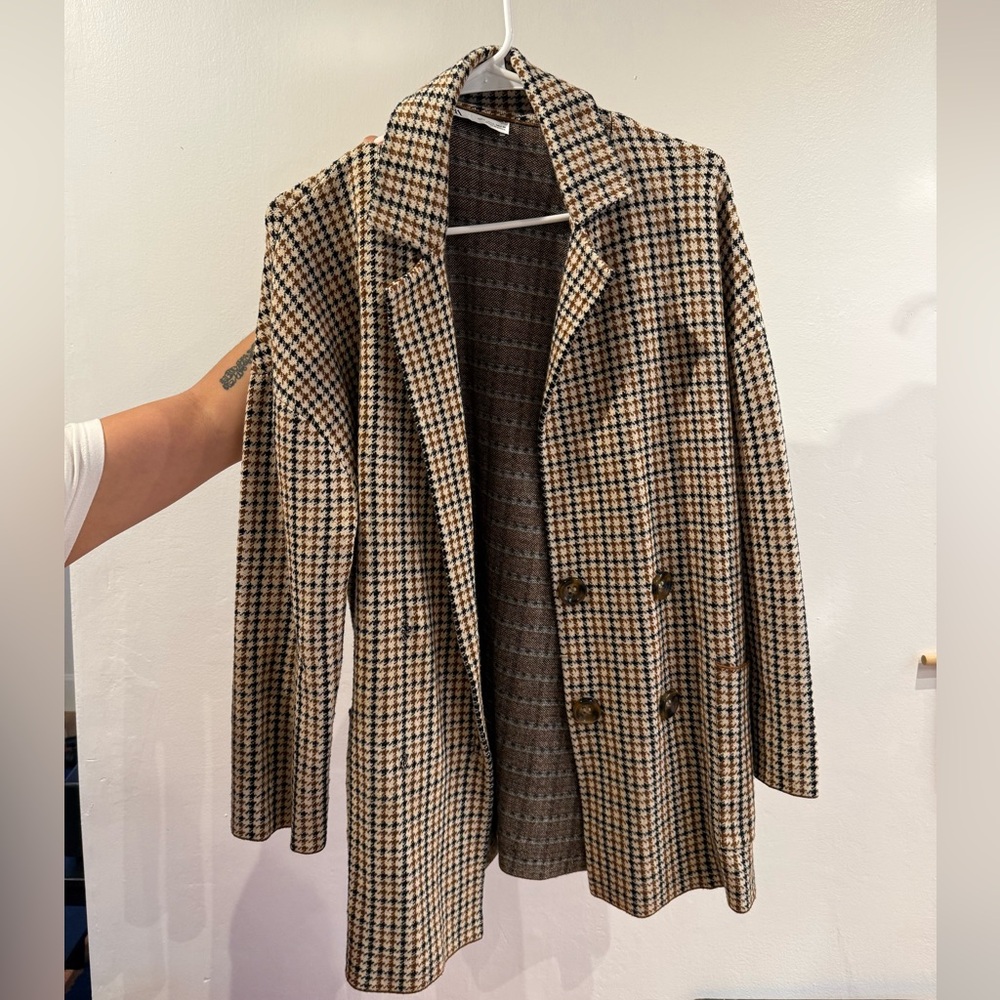 Zara Brown Houndstooth Jacket